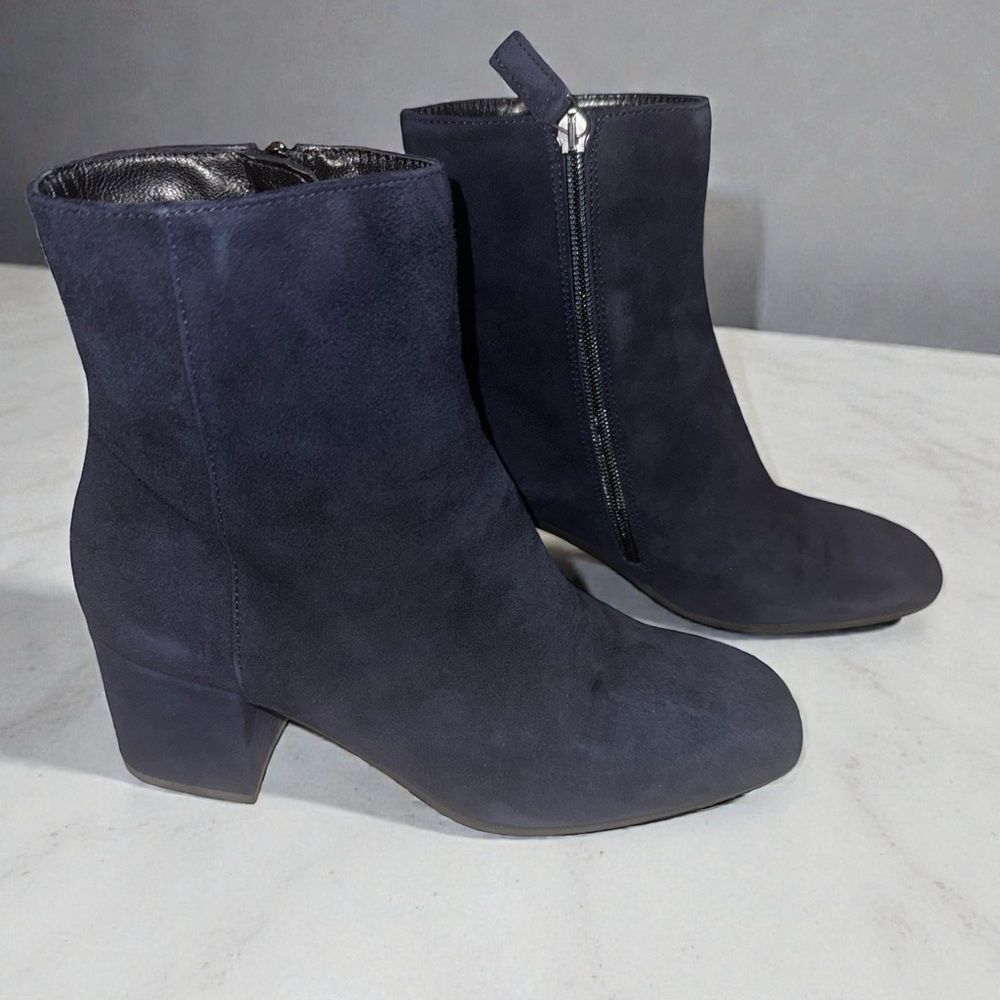 Aquatalia Charlee Dress Weatherproof Suede Bootie Sapphire (Blue) Size 8M